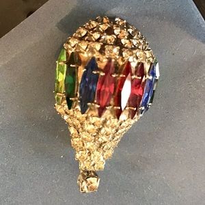 Vintage HTF  Dorothy Bauer “HOT AIR BALLOON silver colorful Austrian crystal